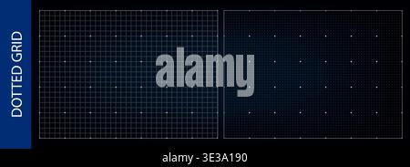 Tech paper overlay or bg for scanned graph, HUD texture in cyberspace. Black blueprint grid, digital vector. Data infographics technology for Stock Vector