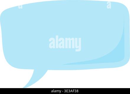 Blue speech bubble on white background, flat minimalist design featuring soft rounded rectangle with tail Stock Vector