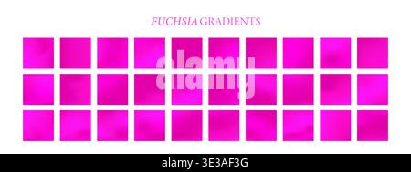 Fuchsia gradient. Colorful magenta watercolor texture. Minimalistic Vector illustration. Set of squared swatches Stock Vector