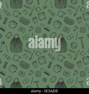 Eco friendly Zero Waste Lifestyle seamless pattern Stock Vector