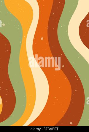 Warm tones color Zebra groovy poster. Stock Vector