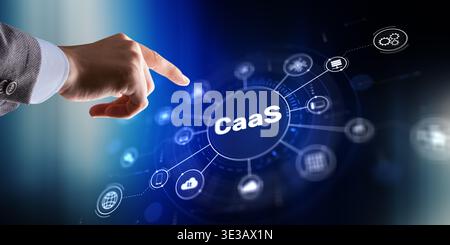 CaaS solutions with automated container orchestration and cloud infrastructure optimization. Stock Photo