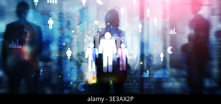 Workforce Data Integration and Global HR Network Optimization. Stock Photo