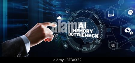 AI Memory Bottleneck Artificial Intelligence System Limitation in Data Processing and Neural Network Infrastructure. Stock Photo