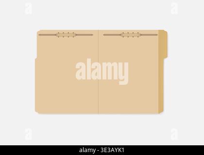 Open tabbed file folder with fastener to keep paper sheets, vector template. Letter size Stock Vector