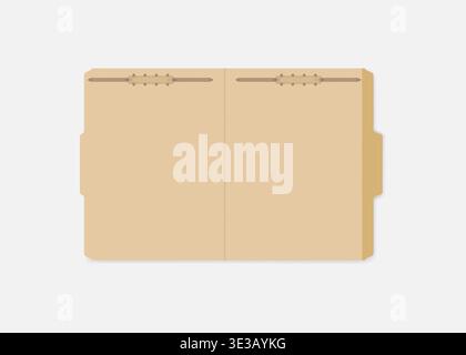 Open tabbed file folder with interior document holder, vector mock-up. Letter size Stock Vector