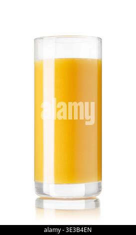 Orange juice in a tall straight glass isolated on white background Stock Photo