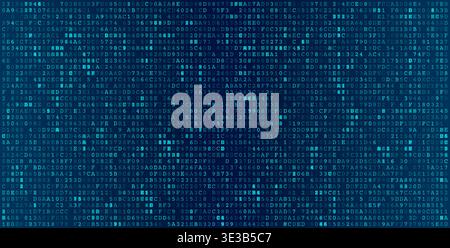 A high-density grid of binary symbols rendered in varying shades. This composition visualizes the complex distribution of data packets across a clean, Stock Vector