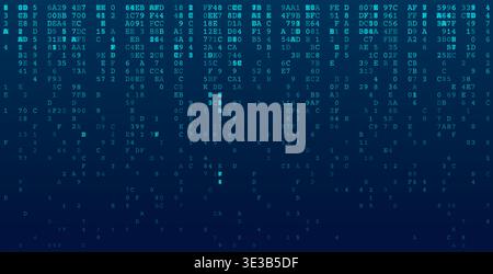 A cascading array of binary symbols falling through a vast white void in a vertical orientation. This clean, high-contrast composition visualizes the Stock Vector