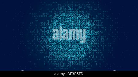 Abstract Digital Intelligence Concept Featuring a Dense Glowing Sphere of Binary Code Symbols Floating in a Virtual Space Stock Vector