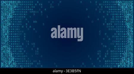 A digital frame of bold binary digits dissolves into a pristine central void. This minimalist composition visualizes the concept of data filtering and Stock Vector