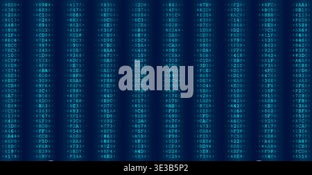 A highly organized grid featuring four distinct vertical columns of binary code sequences. This minimalist composition visualizes systematic data segm Stock Vector
