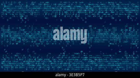 Distinct horizontal bands of binary code create a structured landscape of information processing. This organized linear composition illustrates the co Stock Vector