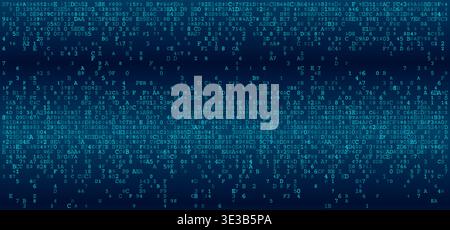 A rhythmic and linear arrangement of binary characters organized into distinct horizontal data bands. The composition visualizes the orderly progressi Stock Vector