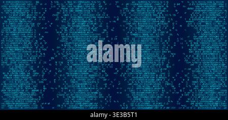 An organized array of glowing binary data organized into distinct vertical columns. This digital texture represents computational logic and secure net Stock Vector