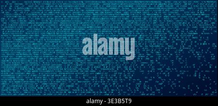A high-density digital texture featuring concentrated layers of binary code that fade into a sparse distribution. This technical visual represents the Stock Vector