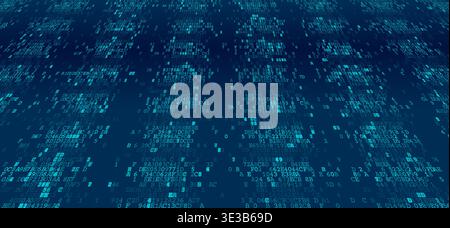 Perspective Digital Rain - Binary Streams for Cloud Computing and Cyber Security Stock Vector