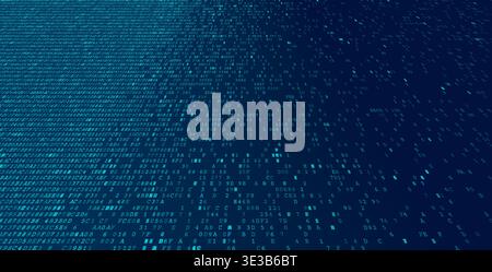 Monochrome Data Horizon - Artistic Binary Flow and Structured Logic Stream. Perspective. Stock Vector