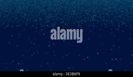 Luminous binary digits drip down a digital canvas like electronic rain. This falling data sequence visualizes the continuous stream of information wit Stock Vector