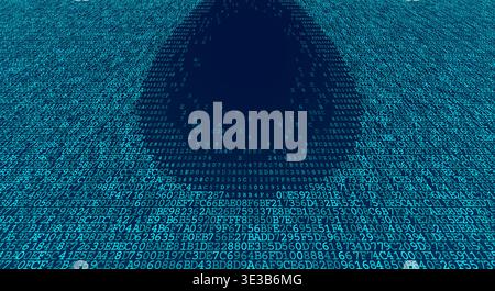 A digital frame of bold binary digits dissolves into a pristine central void. This minimalist composition visualizes the concept of data filtering and Stock Vector