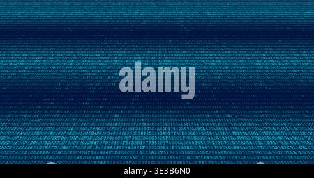 A sophisticated digital visualization featuring two distinct horizontal bands of dense binary code separated by a central void. This composition illus Stock Vector
