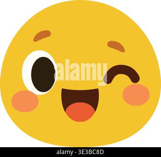 Cute winking emoji emoticon with joyful expression Stock Vector