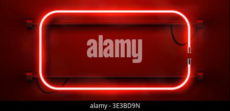 Vibrant red neon frame, perfect for an eye-catching display or message. Vector illustration Stock Vector