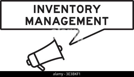 Megaphone icon with speech bubble in word inventory management on white background Stock Vector