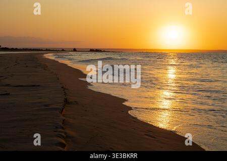 Sunset over the ocean, Tofo, Mozambique Stock Photo
