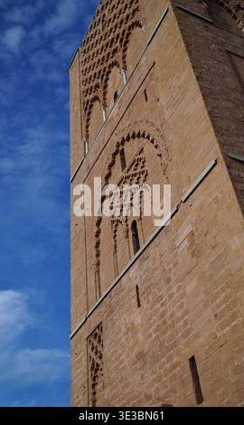 Close-up of the Hassan Tower minaret in Rabat, Morocco. Stock Photo