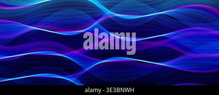 Abstract Neon Waves Technology Background Light Flow Digital Motion Glowing Blue Purple Gradient Spectrum Dynamic Network Energy. Vector Backdrop Stock Vector