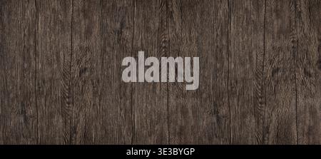 Dark brown wood grain wide texture. Wooden surface abstract textured background Stock Photo