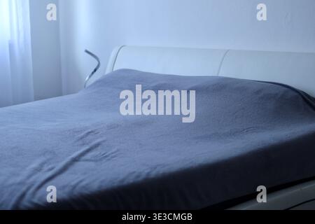 style interior of bedroom in grey colors and style minimalism bw. Stock Photo