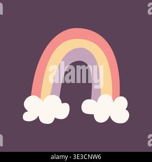 rainbow vector illustration flat cute pastel arch cloud nursery element boho symbol decorative clipart design Stock Vector