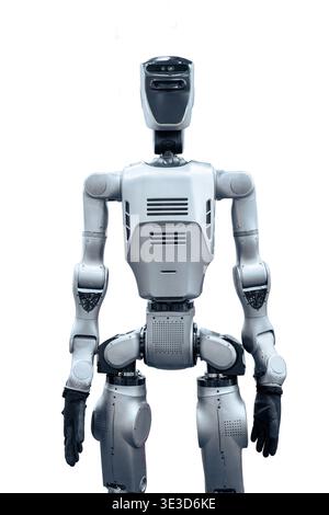 Industrial Robotic Machine isolated on white background. (With clipping path) Stock Photo