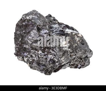 Close-up of a sample of a natural mineral from a geological collection Bituminous coal (hard coal) on a white background Stock Photo