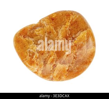 Close-up of a natural mineral sample from geological collection of polished clinohumite gemstone against white background Stock Photo