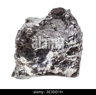Close-up of a sample of a natural mineral from a geological collection raw bituminous coal (hard coal) on a white background Stock Photo