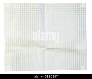 Blank page of old checkered paper, against white background Stock Photo