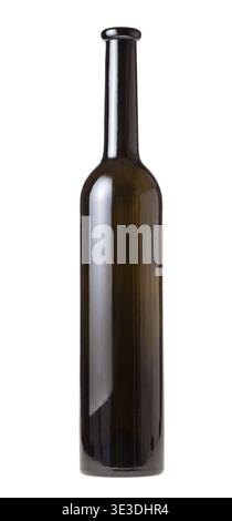 Empty dark brown wine bottle against white background Stock Photo