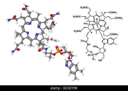 Vitamin B12 molecule with chemical formula isolated on white background ...