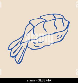 Hand drawn sushi doodle. Vector Illustration of Japanese Food Stock Vector