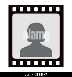 Filmstrip silhouette female avatar profile icon, filmstrip cinematic media Stock Vector
