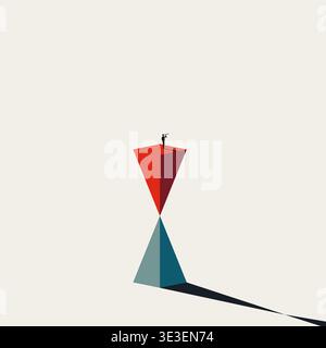 Business transformation and growth concept: Visionary man on balancing pyramids minimal vector illustration Stock Vector