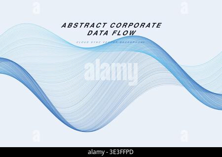 Abstract Corporate Data Flow Ribbon Wave Vector Background, Smooth 3D Flowing Lines Modern Technology Business Wallpaper, Colorful Gradient Stripe Pat Stock Vector