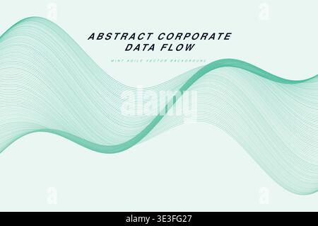 Abstract Corporate Data Flow Ribbon Wave Vector Background, Smooth 3D Flowing Lines Modern Technology Business Wallpaper, Colorful Gradient Stripe Pat Stock Vector