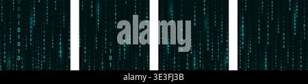 Binary Rain background. Techno crypto currency banner with abstract numbers. Digital data technology concept. Vector illustration Stock Vector