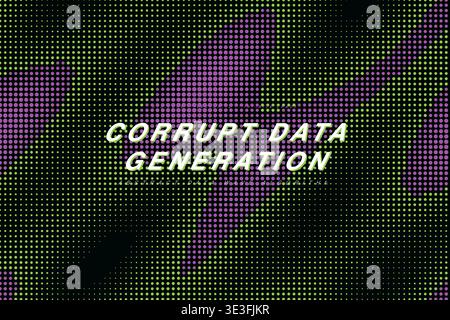Abstract Cyberpunk Halftone Dot Wave Technology Background, Mathematical Optical Illusion Sci-Fi Neon Grid Pattern Vector Wallpaper, Futuristic Data Stock Vector