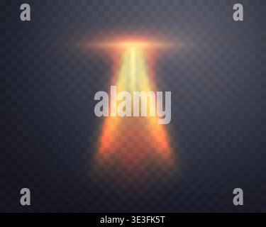 Orange spotlight, Illuminated blue stage, glow flare effect. Bright beams of spotlights, lamp, vertical rays on transparent background. Vector Stock Vector