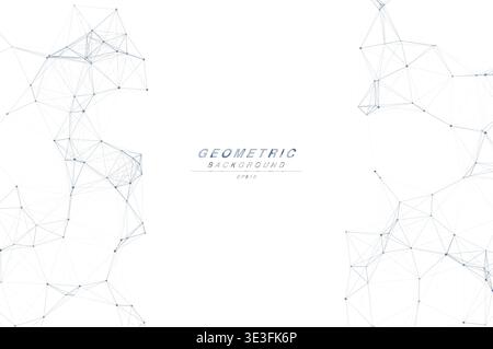 Abstract Split Layout Geometric Network Plexus Background, Connected Dots Lines Technology Copy Space Vector Wallpaper, Futuristic Molecular Web Node Stock Vector
